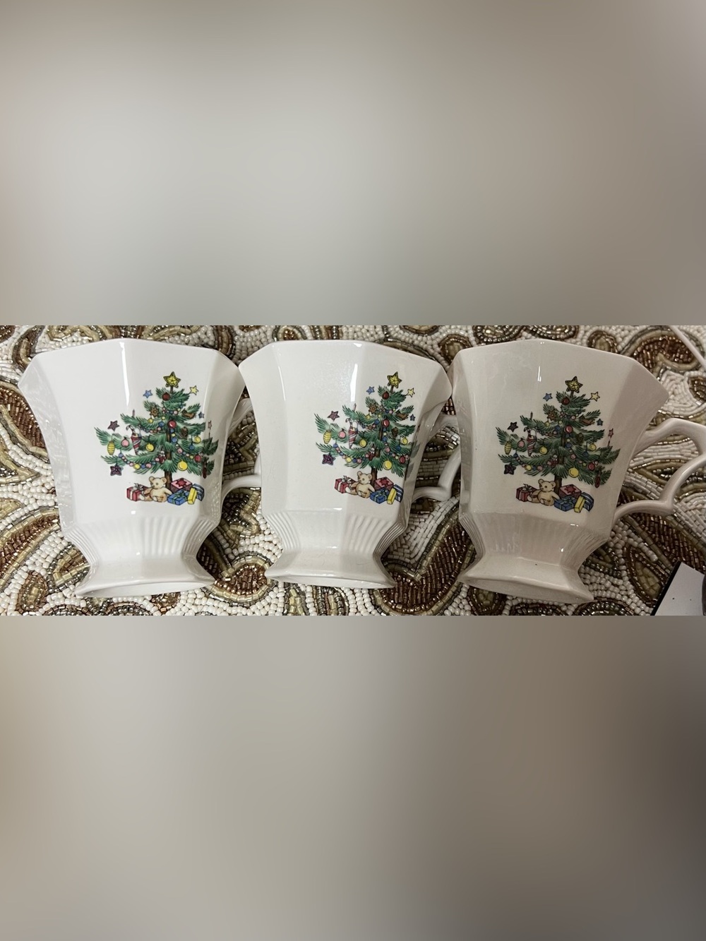 Lot of 3 Nikko Classic Collection Christmastime Octagonal Coffee Tea Cups